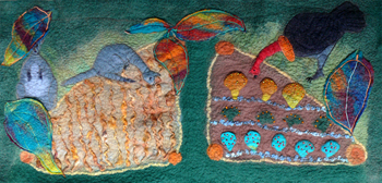 The Sharers by Robin Moore (detail) - Felted wall Hanging