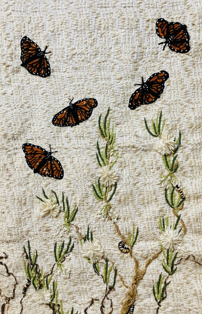 Hidden Treasures - Monarch Butterflies, detail of woven hanging by Gita Pitt